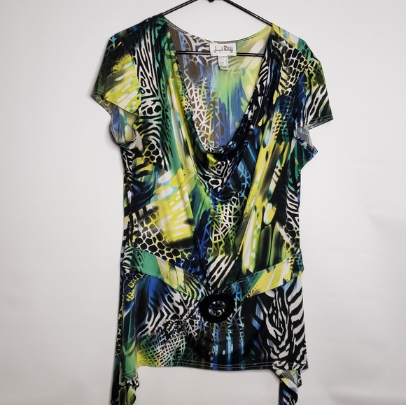 Joseph Ribkoff  Women's Multicolour Animal Pattern Short Sleeve Top Size 16 - Picture 2 of 12